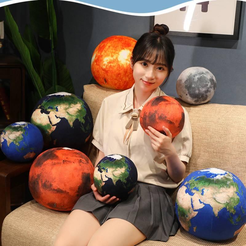 Crystal Ultra-soft Plush Toy Pillow With Planetary Designs Earth, Moon, Mars