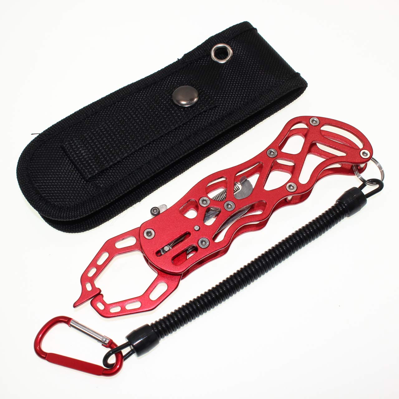 

1091 Compact Fish Grip Ultra Lightweight 74g Aluminum Fish Grip Thumb Trigger (Iregui) (Red)