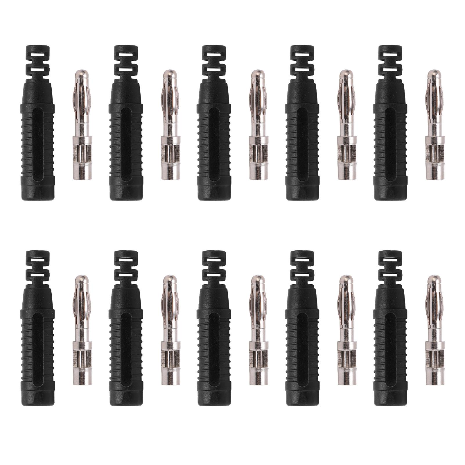 

10pcs Metal Banana Plugs Red Copper 4mm Male Connector Plugs with Housing for Testing