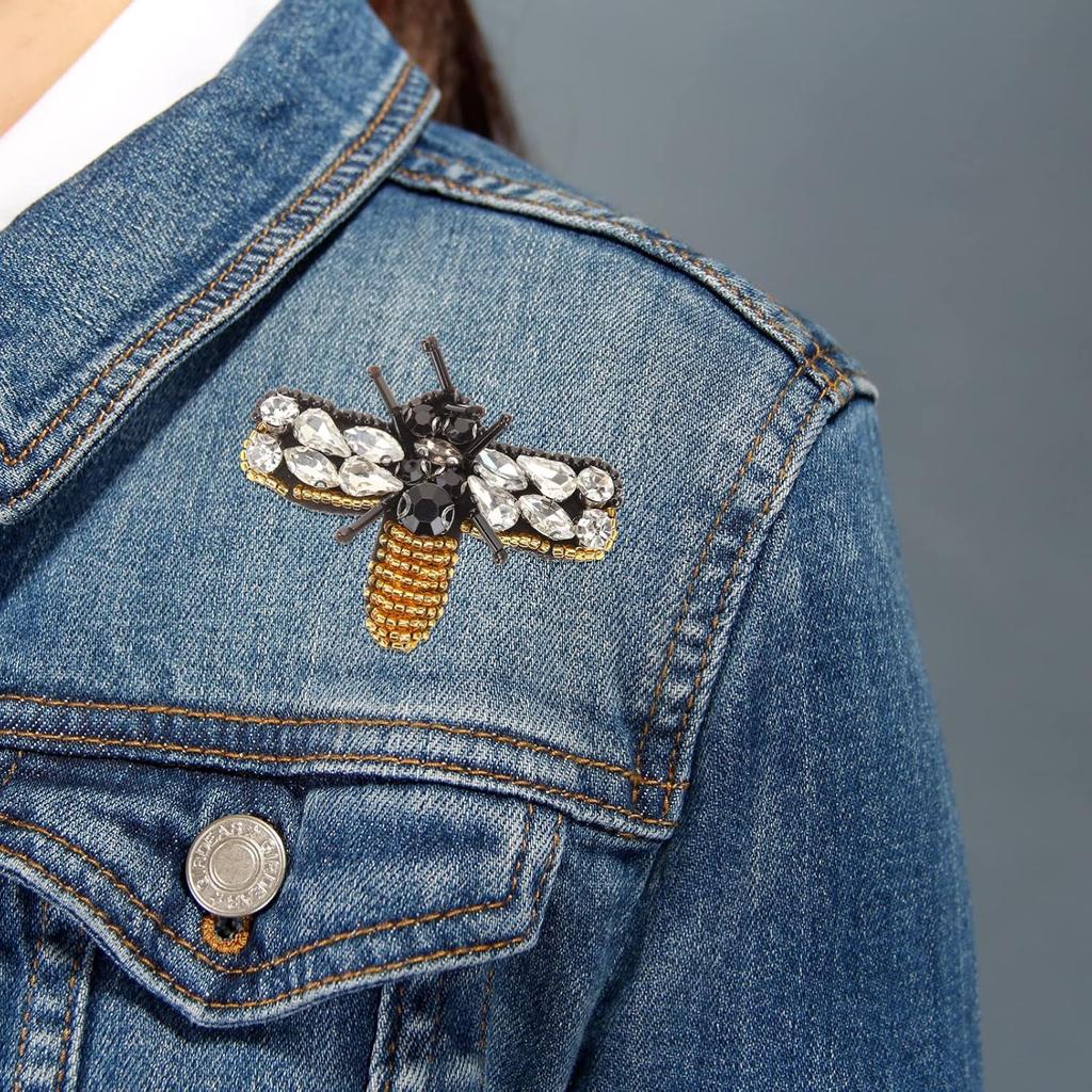 6pcs Beaded Patches Applique Rhinestone Applique Crystals Bee Patches Animal Patches Coat Patches Diy Craft Patch Bees Sew On Patch Cute Patch Do It
