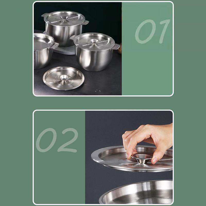 20/22/24Cm Stainless Steel Cookware Lid Reusable Cooking Pot Cover Wok Cover Frying Pan Lid Flat Pan Cover For Bowls Basins