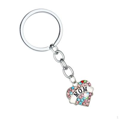 Rhinestone Car Keychain Bag Pendant Creative Sparkling Heart Shape Metal Keyring for