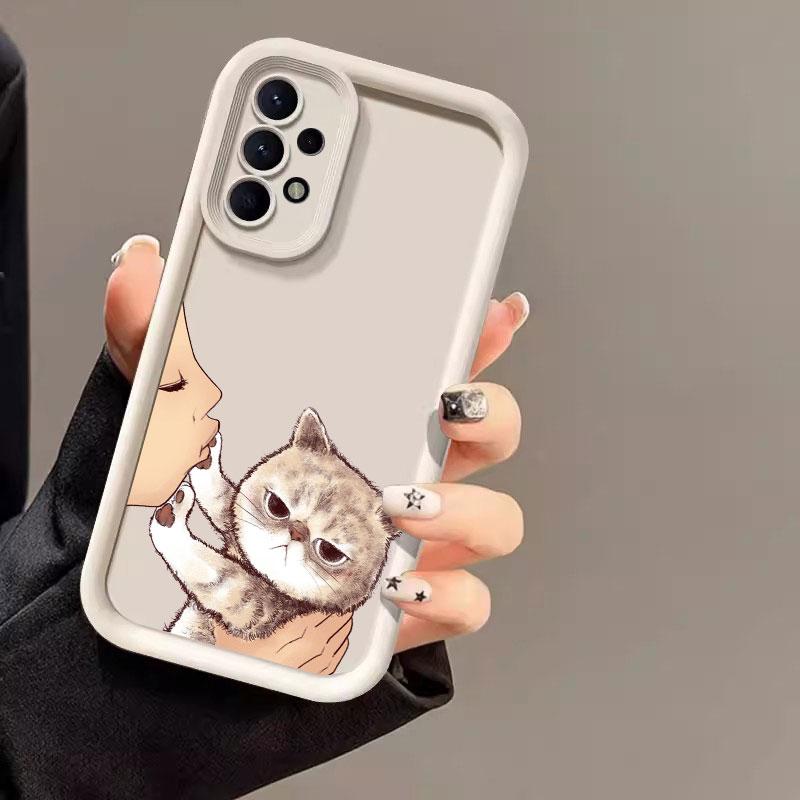 Funda Linda Gato Americano de Pelo Corto Para Samsung A55 A35 A13 A54 A53 A52 A34 A33 A32 A21S A14 A23 A24 A12 A51 A71 Funda de Teléfono