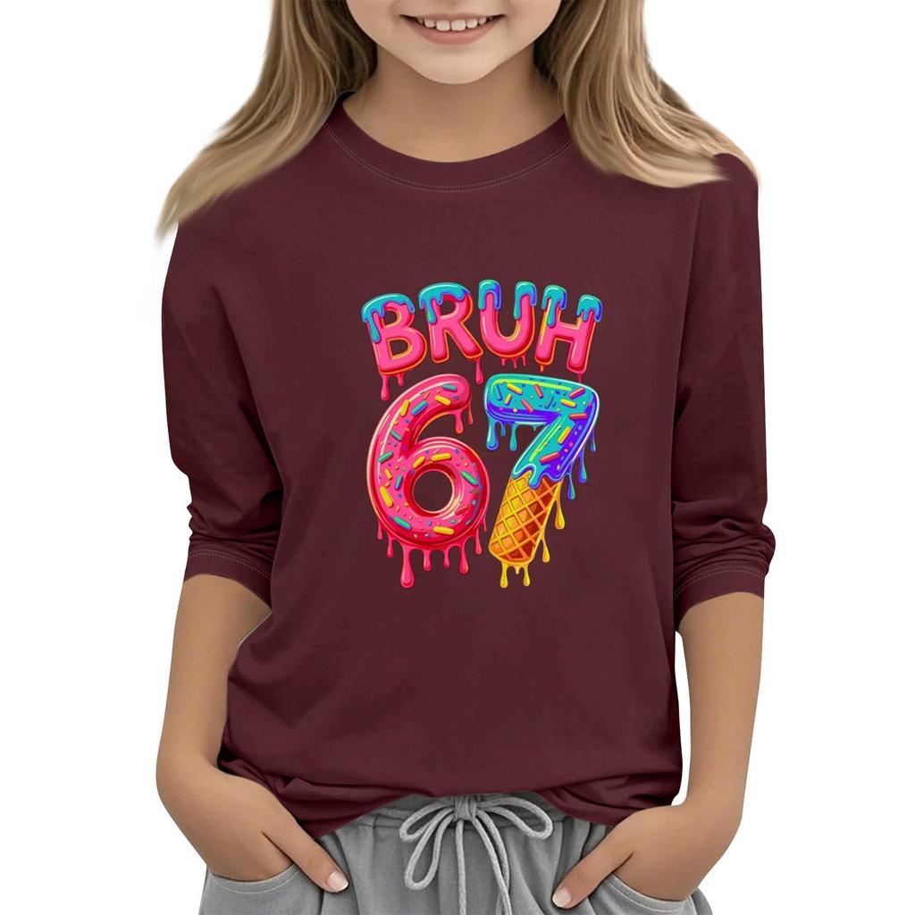 Dětská móda Tříčtvrteční rukáv Kulatý výstřih Potištěné Ležérní Tričko Top