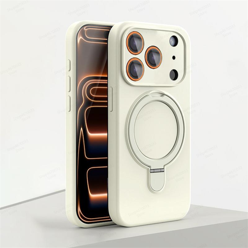 Magnetic Silicone Phone Case For iPhone 17 16 15 14 13 11 12 Pro Max Air Kickstand Ring Holder Cover For iPhone 14 15 16 Plus