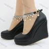 Fashion 11cm White Round Head Wedges Platform Shoes Women Tassel Flowing High Heel Shoes Plus Size 42 for Wedding Party Chaussure Femme