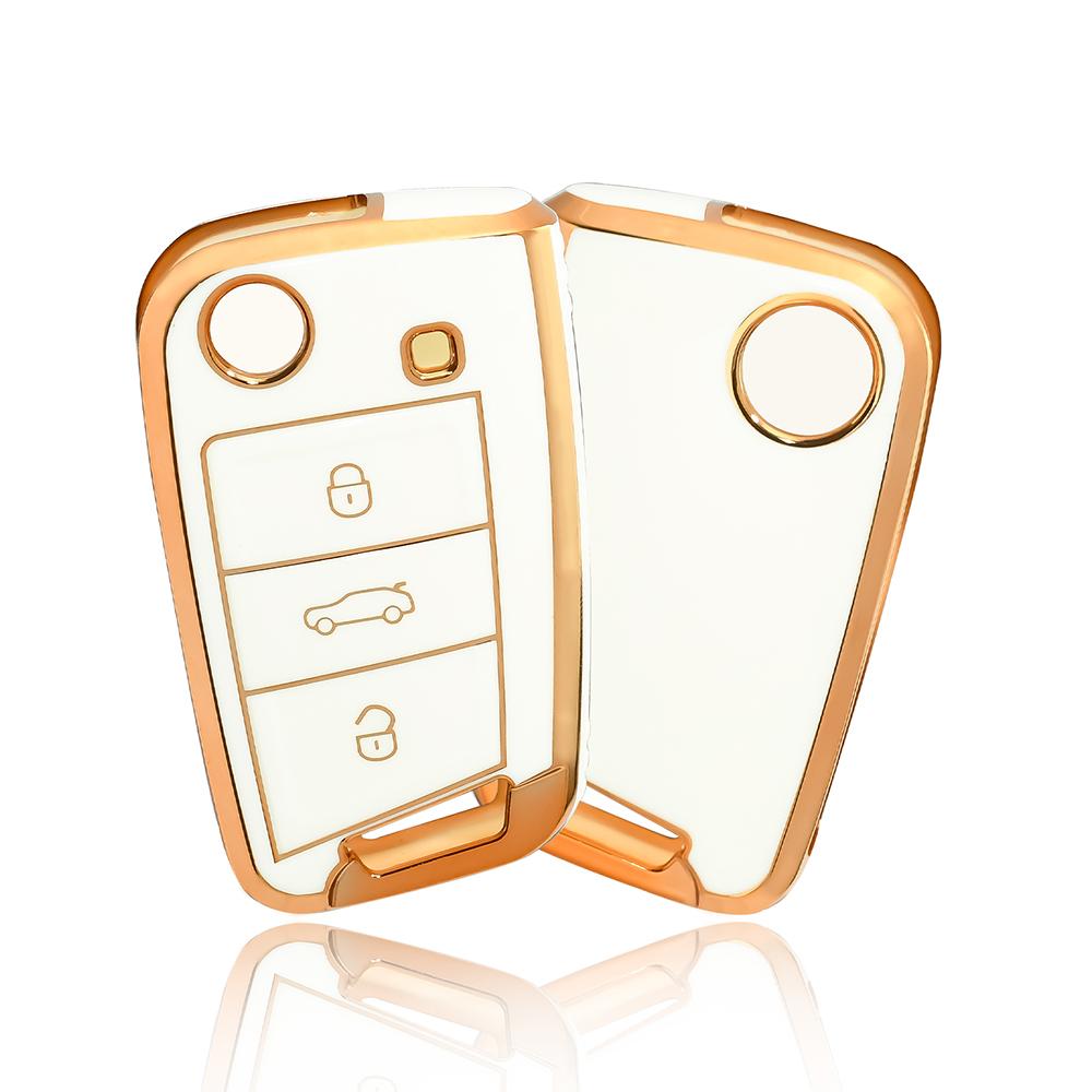 

New Car Remote Key Case Cover Shell for VW Volkswagen Golf 7 MK7 Tiguan MK2 for SEAT Ateca Leon FR 2 Ibiza for Skoda Octavia A7 біле золото кольору