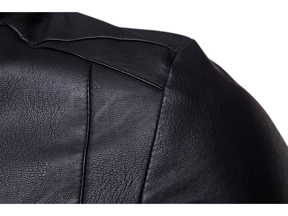 Men's Korean Style Leather Jacket with Stand Collar - Fall/Winter 2020 Collection (Model: PY07P50)