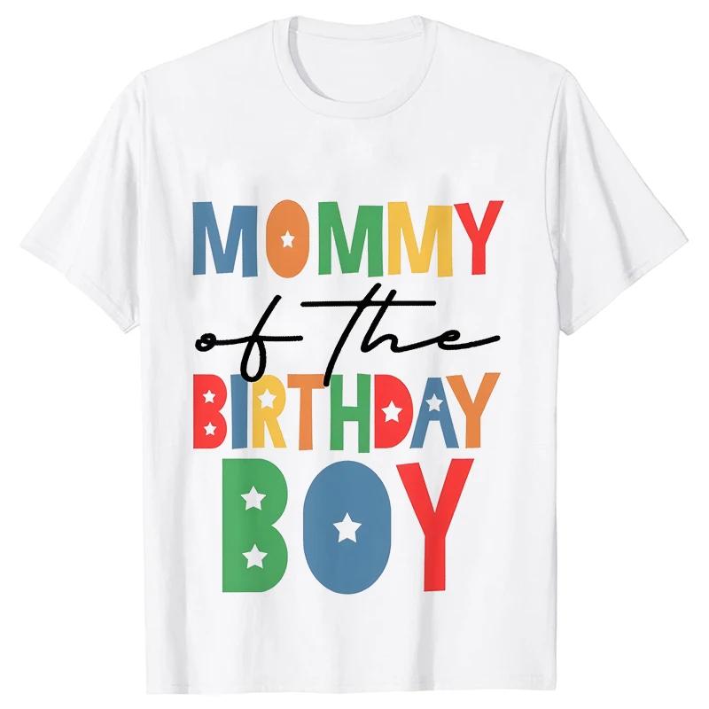 Mommy & Daddy Boys Birthday Squad Party T-shirt Y2k Tops Unisex Kids Summer Short Sleeve Tees Family Matching Oversized Clothing