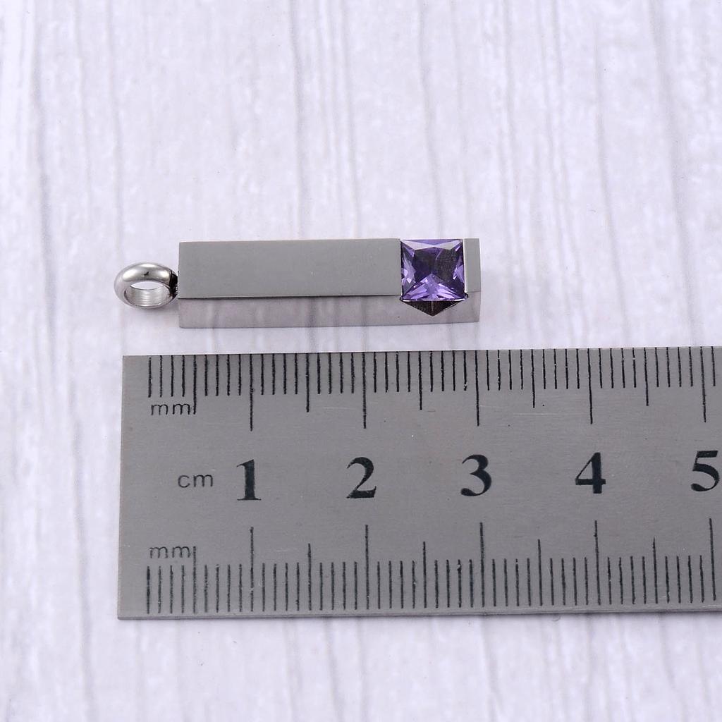 Stainless Steel Tube-Shaped Personalized Male And Female Purple Element Pendant With 50cm Necklace