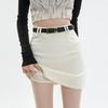 Women's Gray High-Waist Slim Fit A-Line Skirt with Built-In Shorts for Spring/Summer