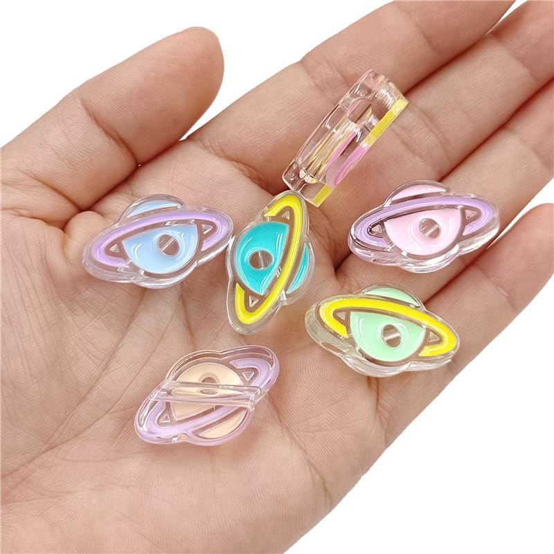 4Pcs 16*27mm Pendant Planet Acrylic Loose Beads DIY For Necklace Bracelet Jewelry Making