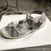 New summer open-toed Velcro flat-bottomed wedge sandals women's cloth-faced cross-platform beach sandals