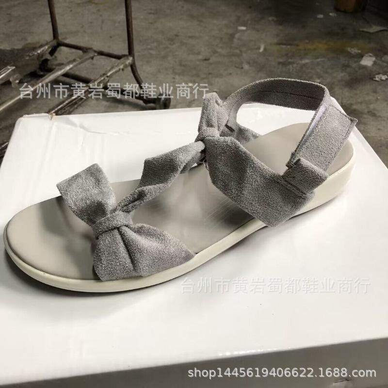 New summer open-toed Velcro flat-bottomed wedge sandals women's cloth-faced cross-platform beach sandals