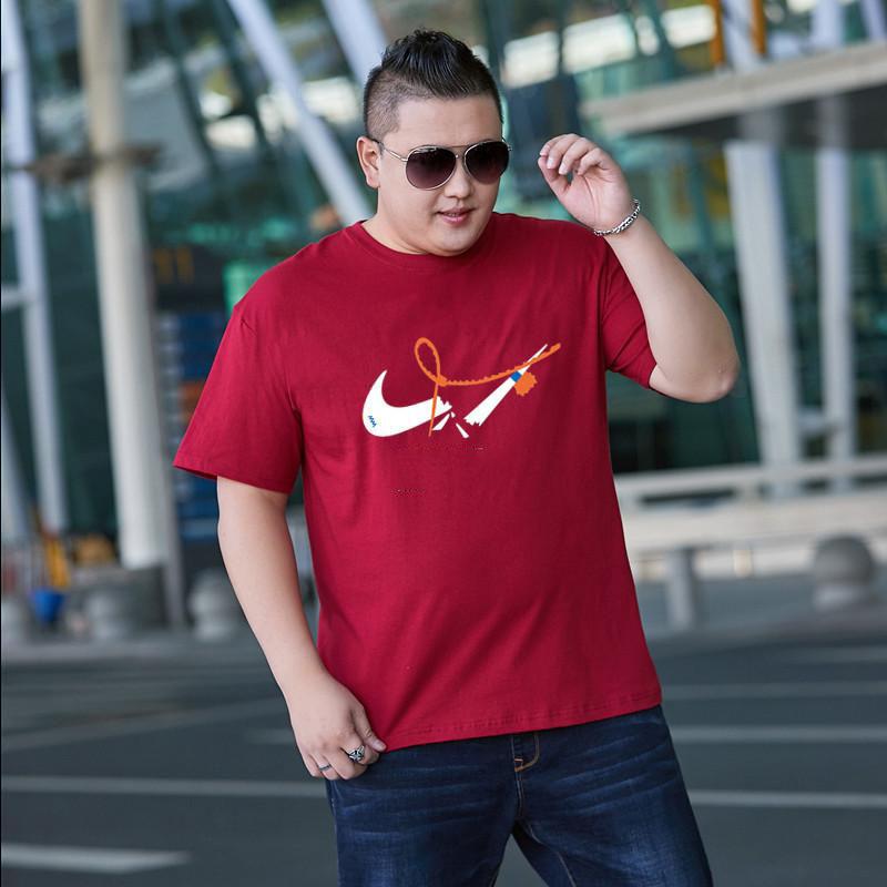 Men's Summer T-Shirt Plus Size Loose Elasticity Short-Sleeve Casual Comfortable Sports Breathable Tee Round Neck Cotton T-Shirt