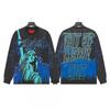 Unisex Vintage Skull Print Washed Cotton Long Sleeve Hoodie Streetwear Loose Fit