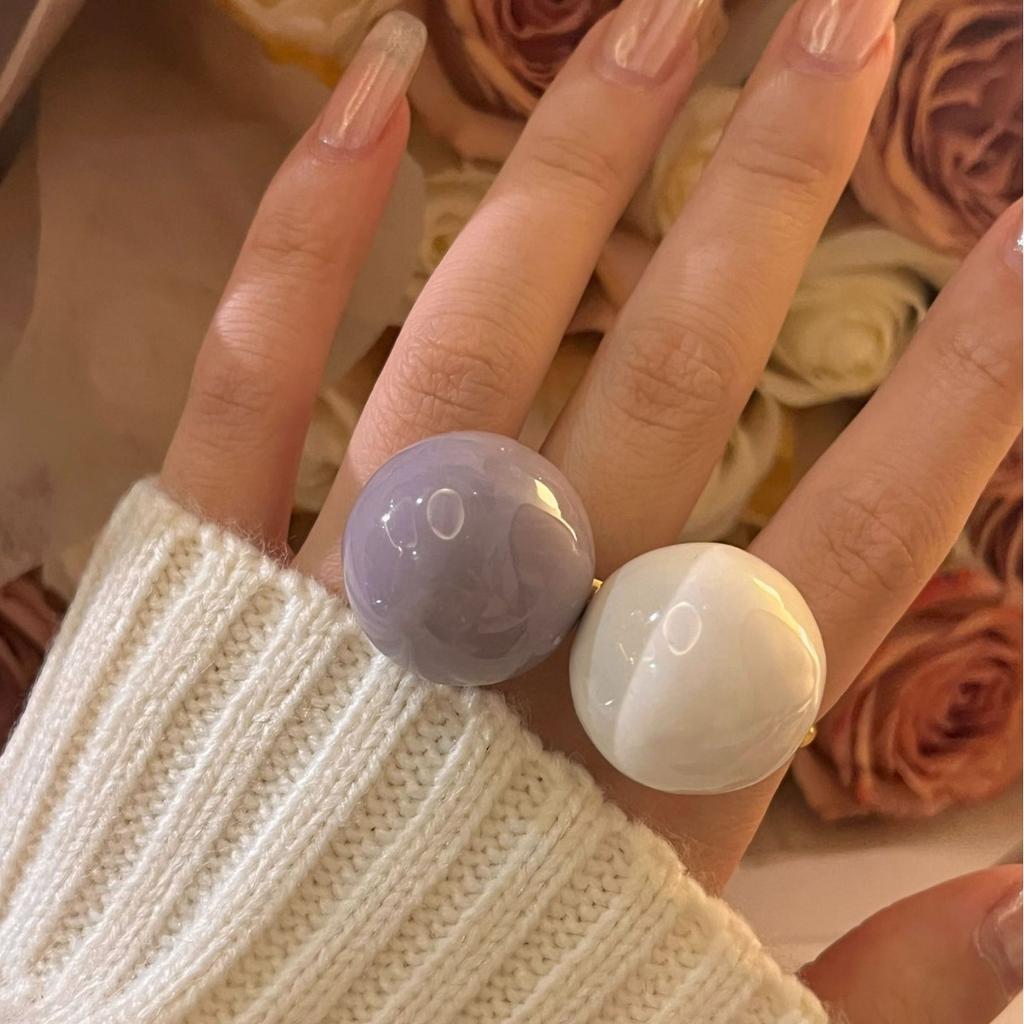 Vintage Emaille Tropfglasur Bunt Große Runde Kugel Klobig Offene Ringe für Damen Übertriebener Modischer Süßer Finger Schmuck Geschenke
