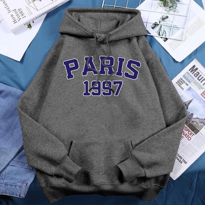 City Letter Print Hoodie Warm Wool Daily Pullover Fashion Casual Loose
