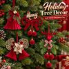 Christmas Tree Hanging Decoration Red Flocked Christmas Bell Xmas Tree Decorative Ornament Xmas New Year Decoration Supplies