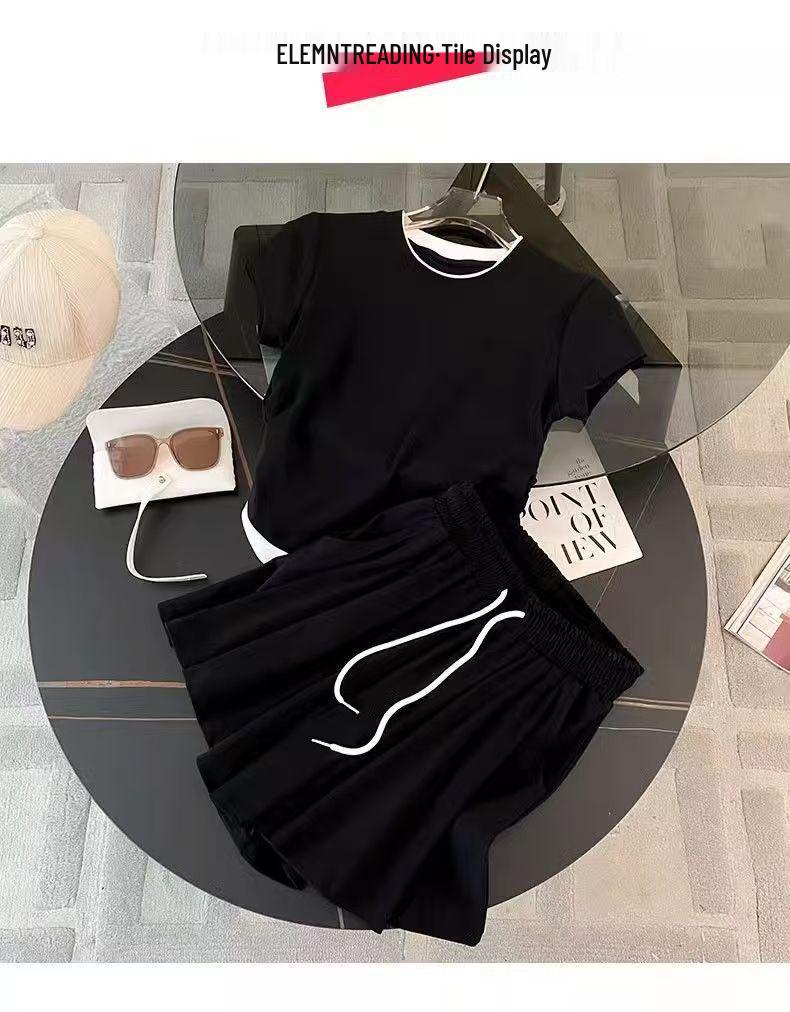 2025 Women's Summer Casual Sportswear: Short Sleeve Top & Skirt Set