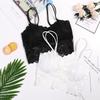 Fashion Sexy Sleeveless Vest Crochet Halter Lace Tank Tops Strappy Bralette Bra Cami Crop Top