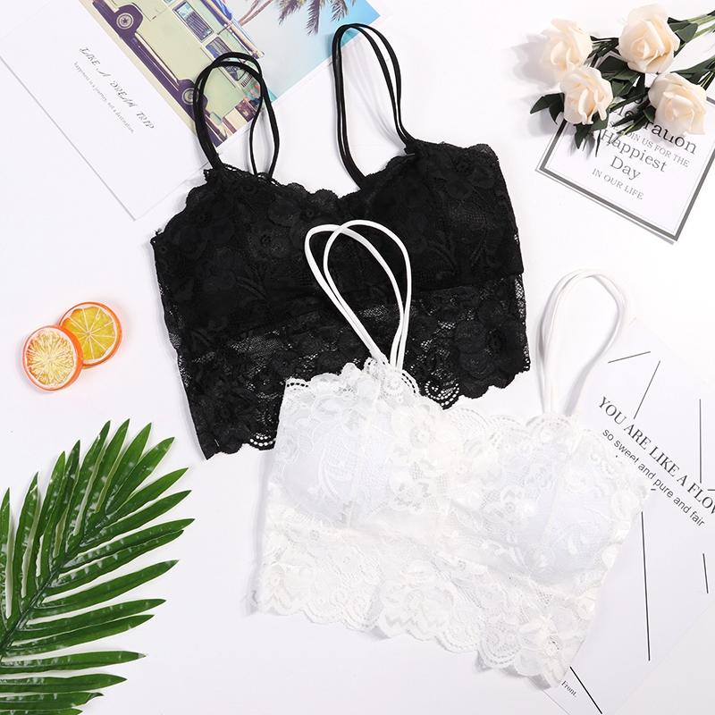 Fashion Sexy Sleeveless Vest Crochet Halter Lace Tank Tops Strappy Bralette Bra Cami Crop Top