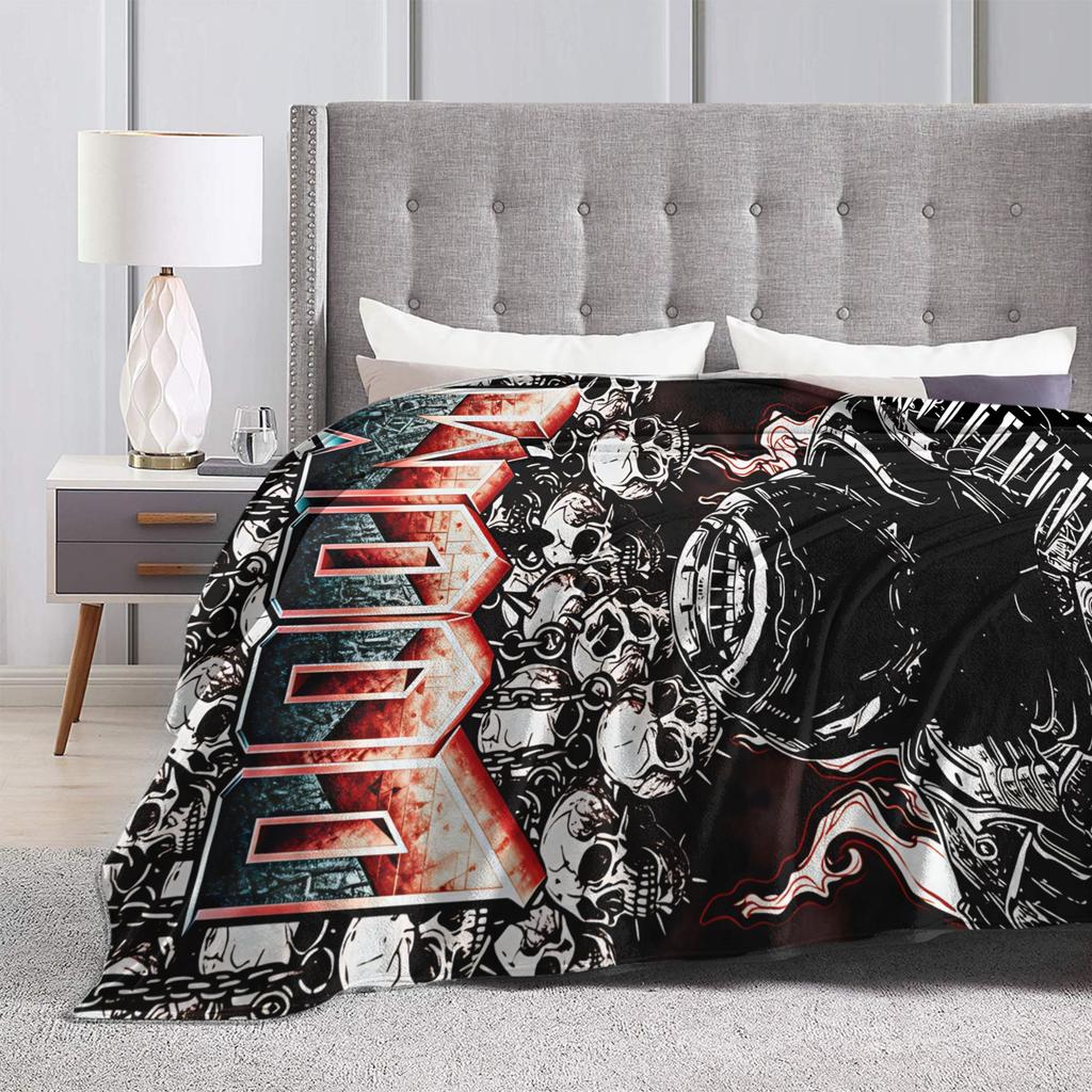 Doom Slayer Gaming Blanket  Warm Fashion Plush Throw Blanket For Couch Chair Sofa Bed Camping Flannel Bedspread Bed Cover