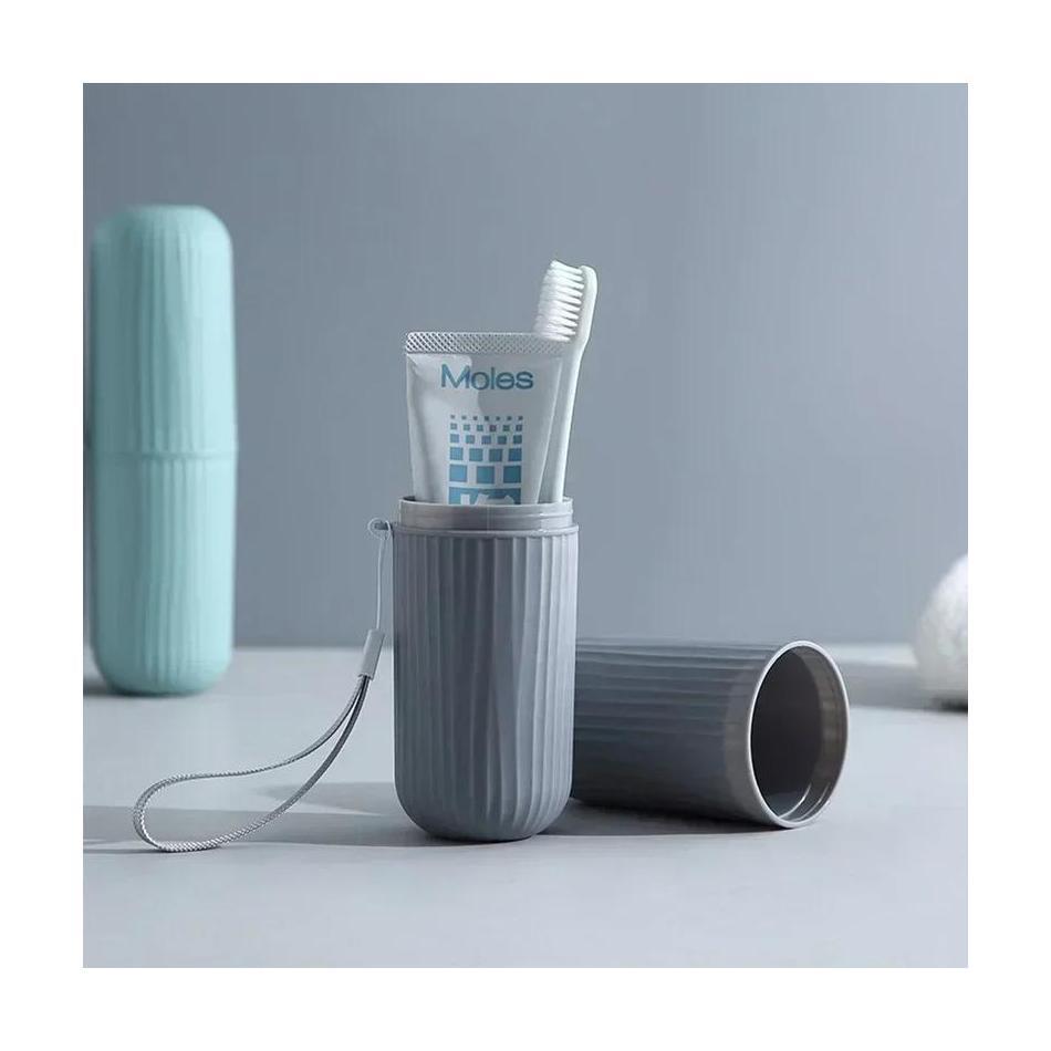 Portable Toothbrush and Toothpaste Storage Box Home Bathroom Accessory Mouthwash Cup Storage Simple Vertical Stripe Wash Cup