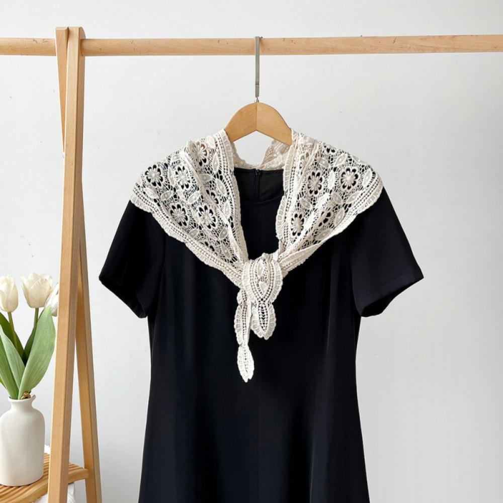 White Lace Shawl Fake Collar Hip Scarf Simple Flower Scarves  Female