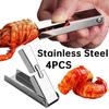 4Pcs Stainless Steel Crawfish Sheller Tool Crayfish Shelling Device for Peeling Cooked Shrimp Tails Kitchen Seafood Gadgets