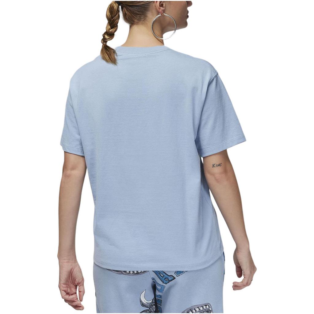 Jordan Alphabet Logo Crew Neck Casual Short Sleeve T-Shirt Women Tops Blue FQ3241-436