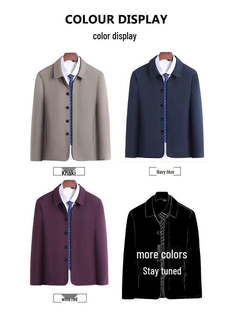 Men's Middle-aged & Elderly Thick Lapel Jacket - Casual Solid Button, Spring/Fall Outerwear