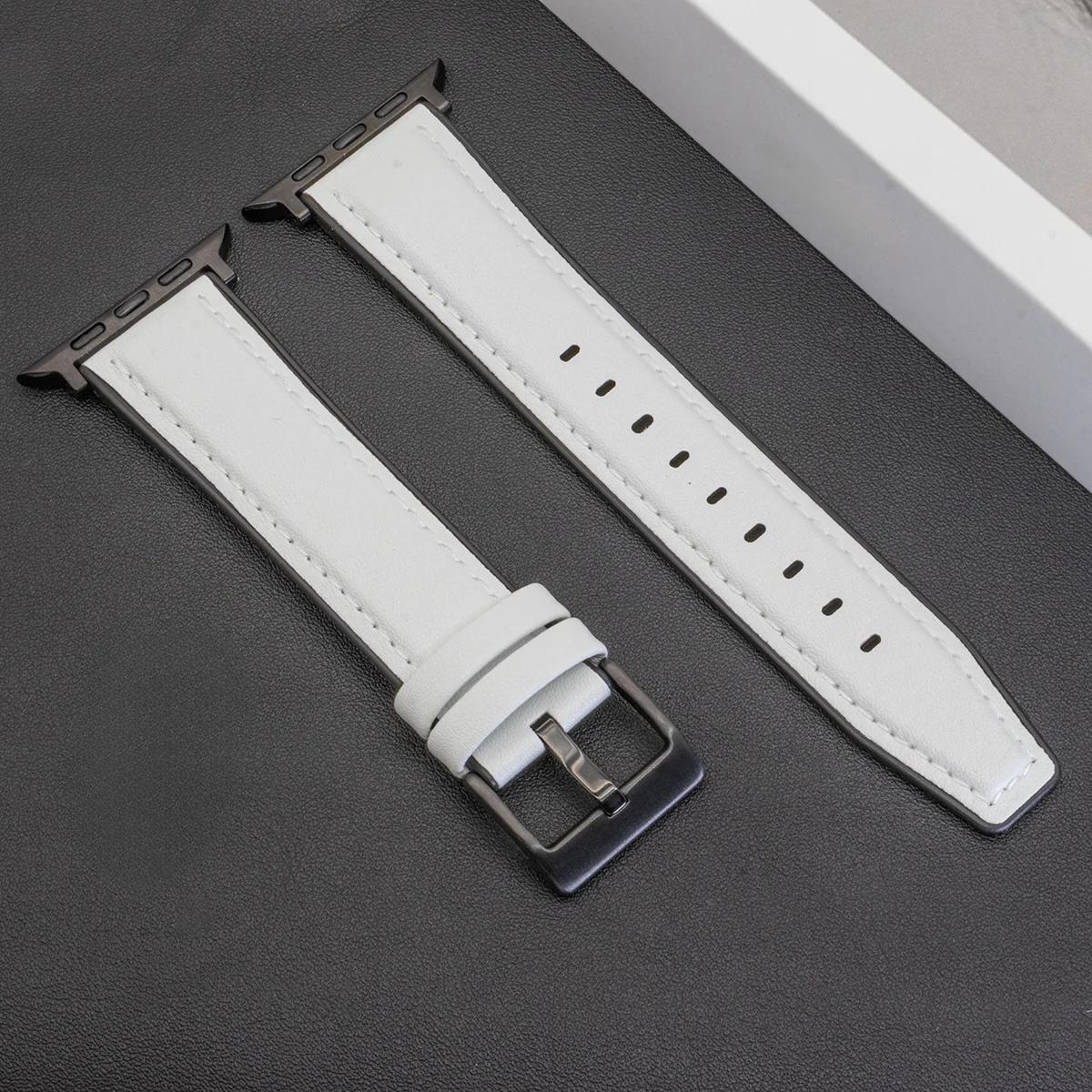 

Кожаный ремешок для Apple Watch Band Ultra 3 49мм 11 10 46мм Высококачественный для IWatch Серии 9 8 7 6SE54 44 40 45 41мм Correa 42 44 45 46 49mm
