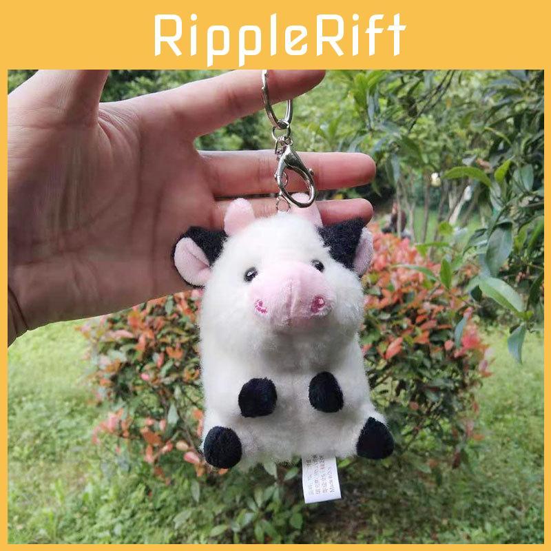 Fun And Playful Panda And Cow Plush Toy Keychain Soft Fluffy Animal Key Holder