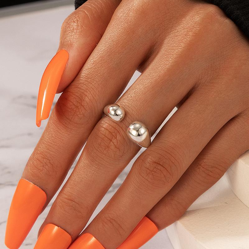 

New Korean version of jewelry accessories creative water drop shape design open ring European and American popular ins tail ring