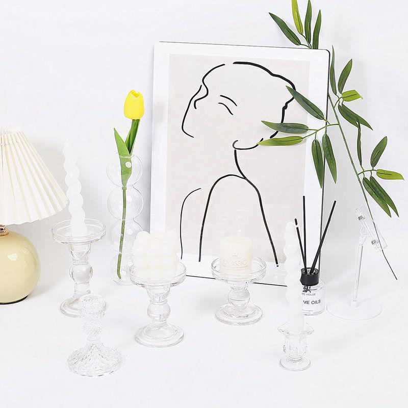 Castiçal de Vidro Transparente Canelado para Aromaterapia e Decoração de Fotografia