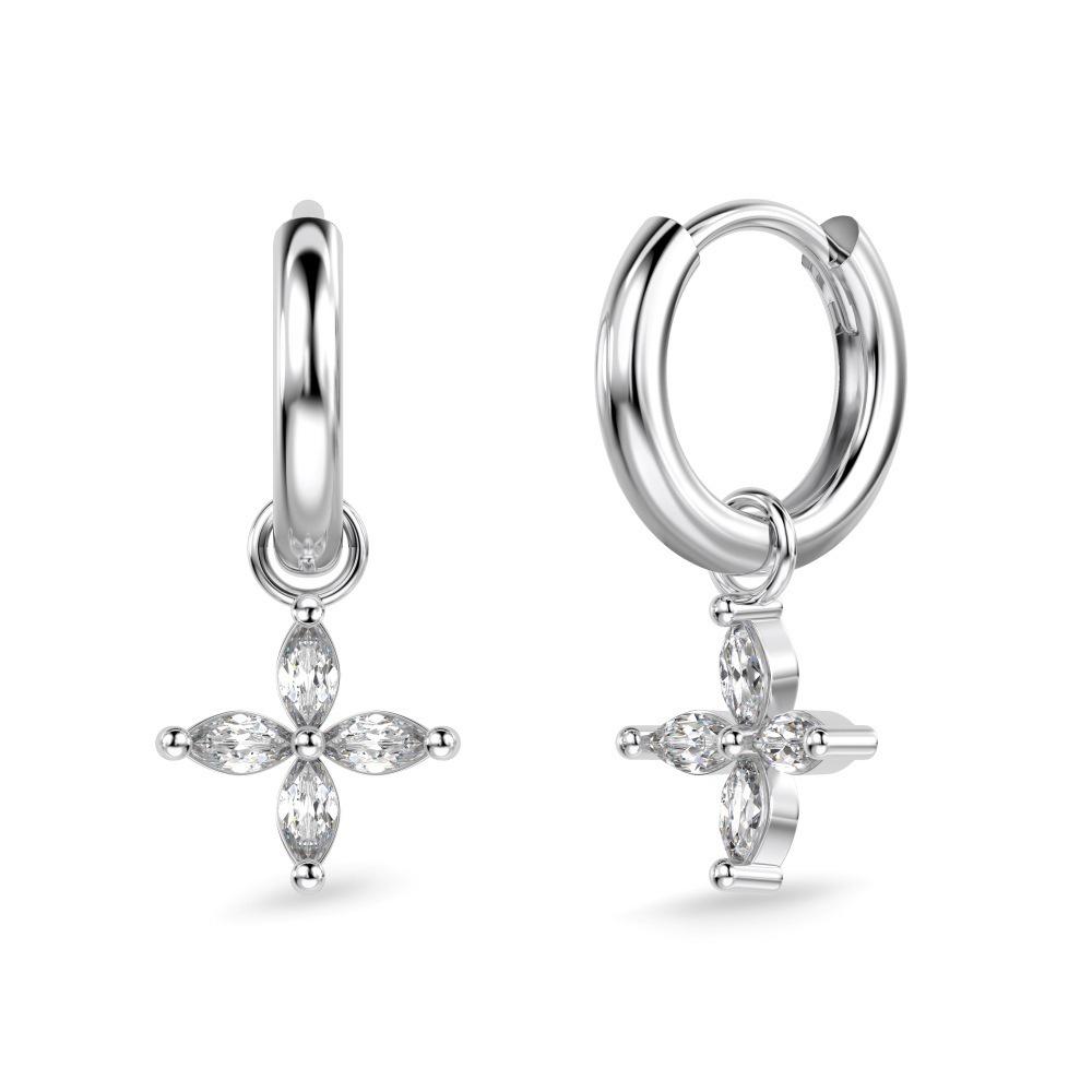 Niche Design Women's S925 Sterling Silver Zircon Hoop Earrings - Christmas Edition