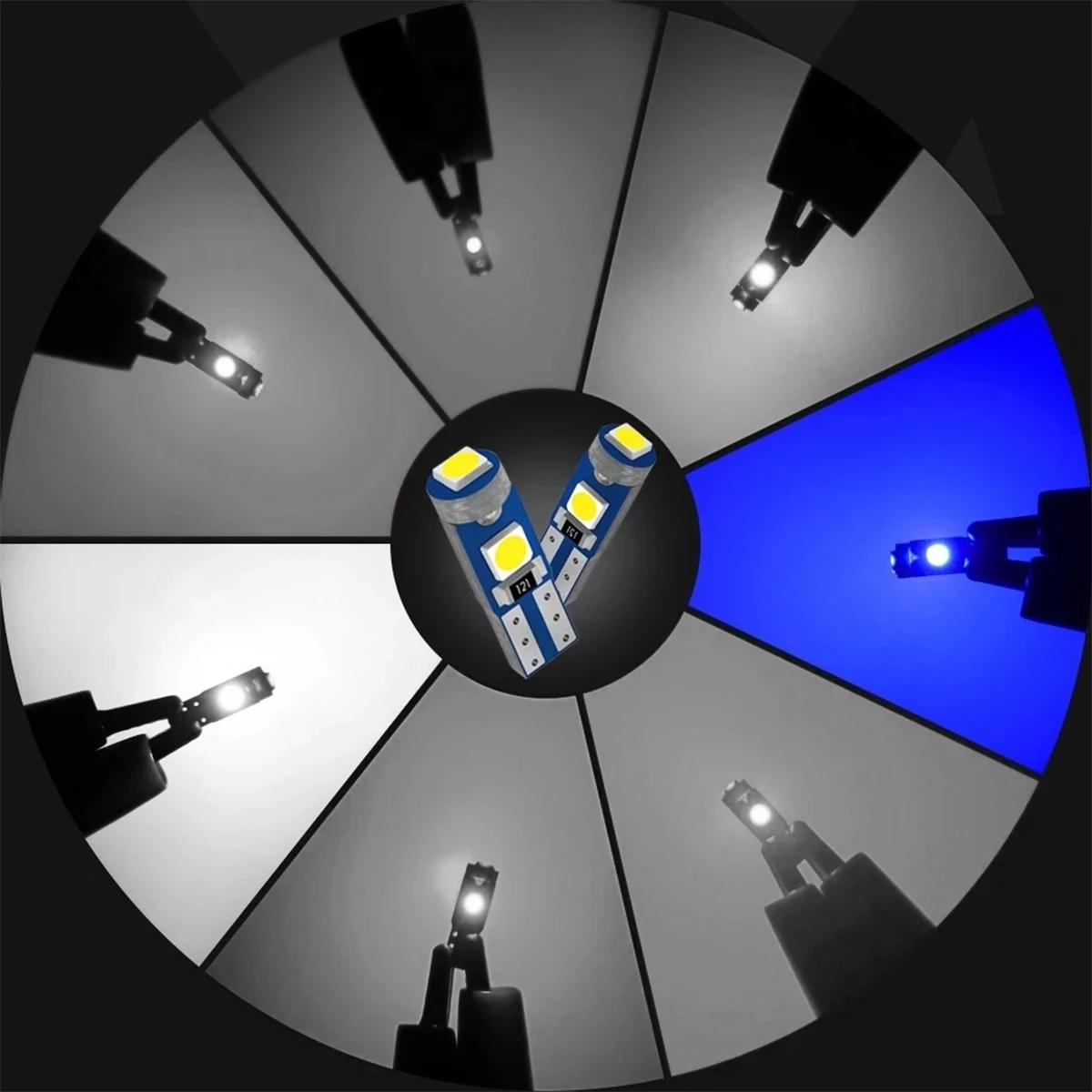 

10X T5 Светодиодная Лампа W3w Автомобильные Фонари Свет 3smd Мотоциклетная Приборная Панель Автомобильная Лампа Номерного Знака Мини 12v Canbus Внутреннее Освещение Энергосберегающая