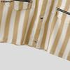 INCERUN S-5XL Men Lapel Neck Short Sleeve Striped Print Casual Oversized Cropped Tops Shirts