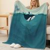 Whale Design High-Density Plush Flannel Fleece Blanket Soft Warm Throw for Home, Outdoor Picnic, Christmas & Halloween