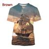 Cool 3D Pirate Ship Graphic T Shirt for Men T-shirt Womens Clothing Harajuku Fashion Streetwear Funny Kids Tee Shirts y2k Tops