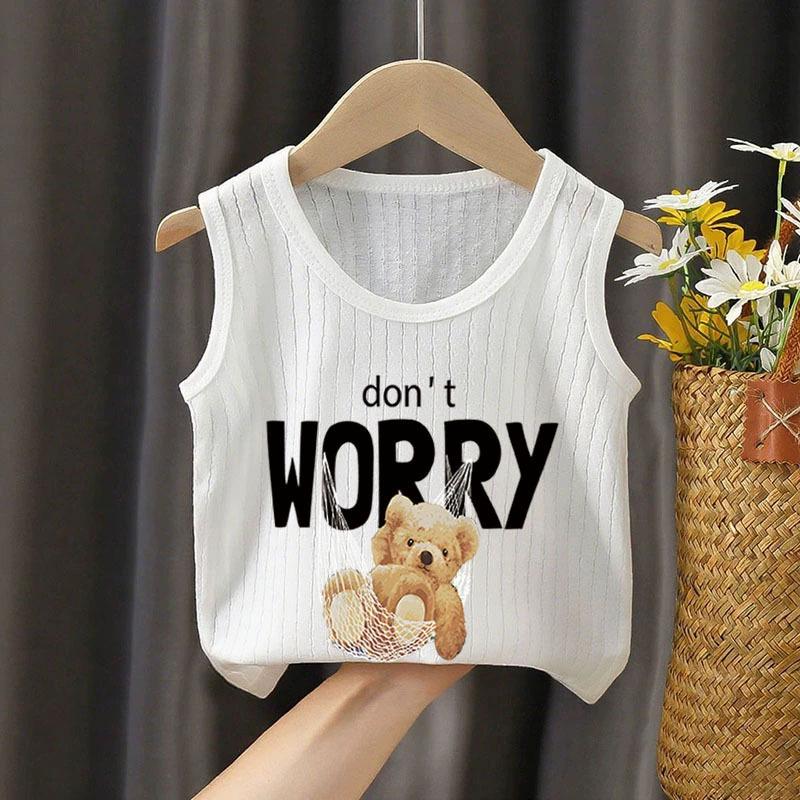 Children's Sleeveless Cotton Base Layer T-Shirt - Stylish White Vest for Boys and Girls