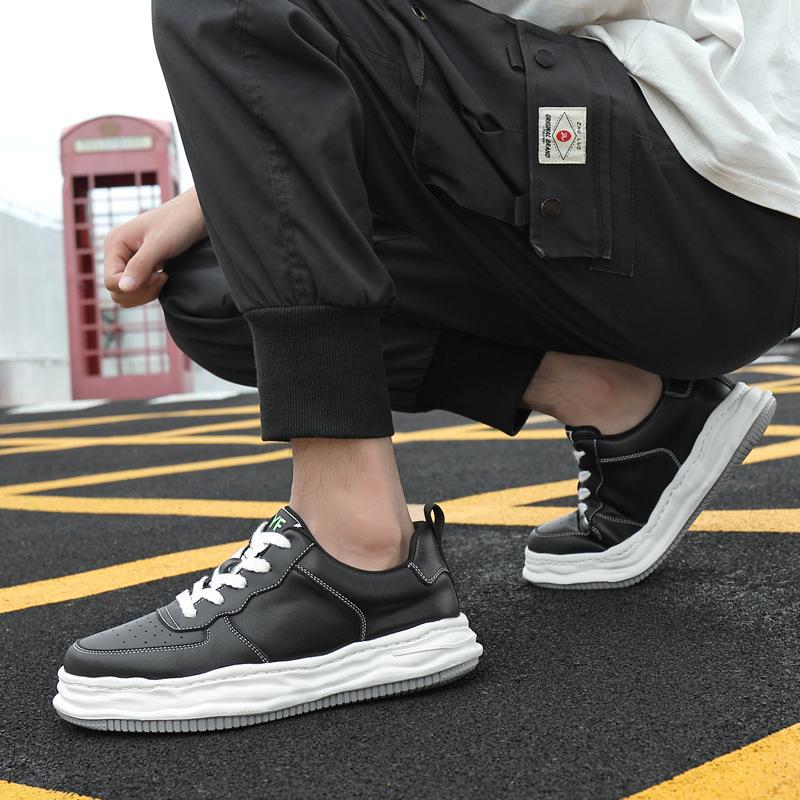 8Cm Inner Height Increase Men's Shoes Air Force No. 1 Sports and Leisure Shoes Men's Leather Breathable Wenzhou Shoes Little White Board Shoes Men's