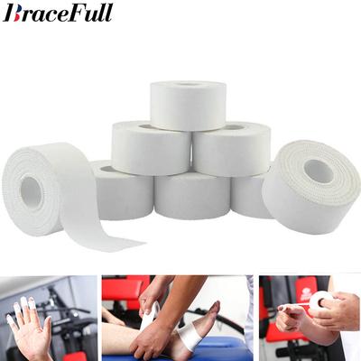1 Roll Athletic Tape In White Cotton Sport Tape Adhesive Elastic Bandage Knee Wrist Ankles Muscle Support- Easy Tearing