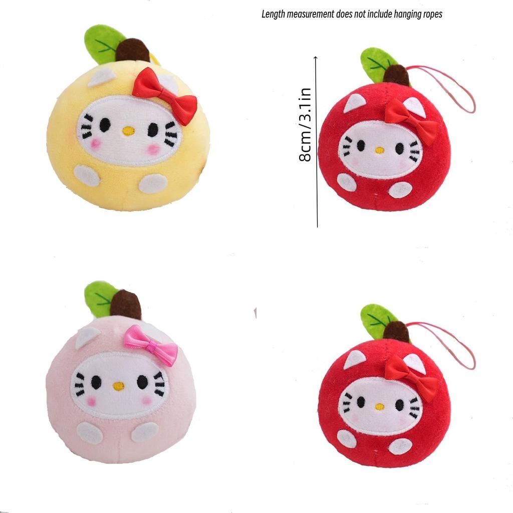 Lively Leso Round Ball Apple Plush Doll Kt Cat Keychain