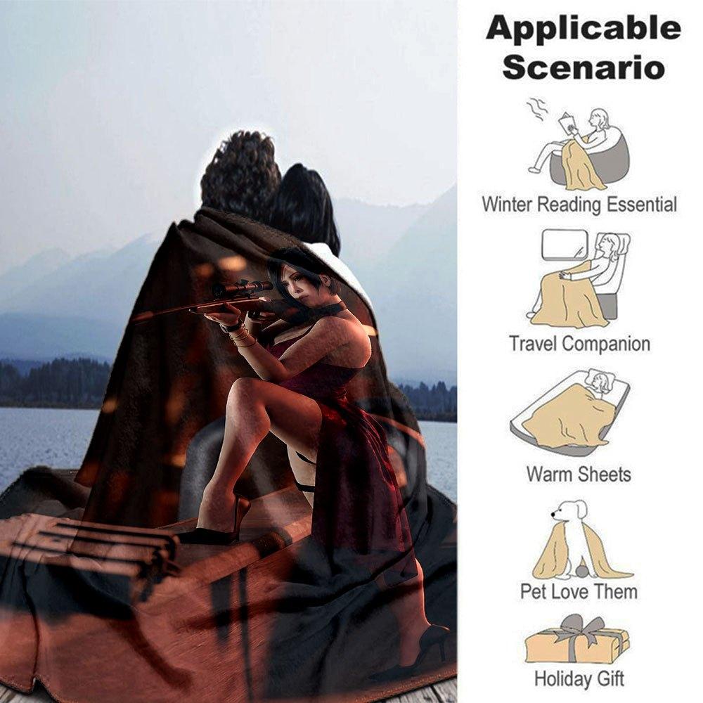 1pc Resident Evil 2 Blanket Soft Warm Throw for Home, Office, Travel All Season Cozy Bedding Gift, Office Cozy Accessory