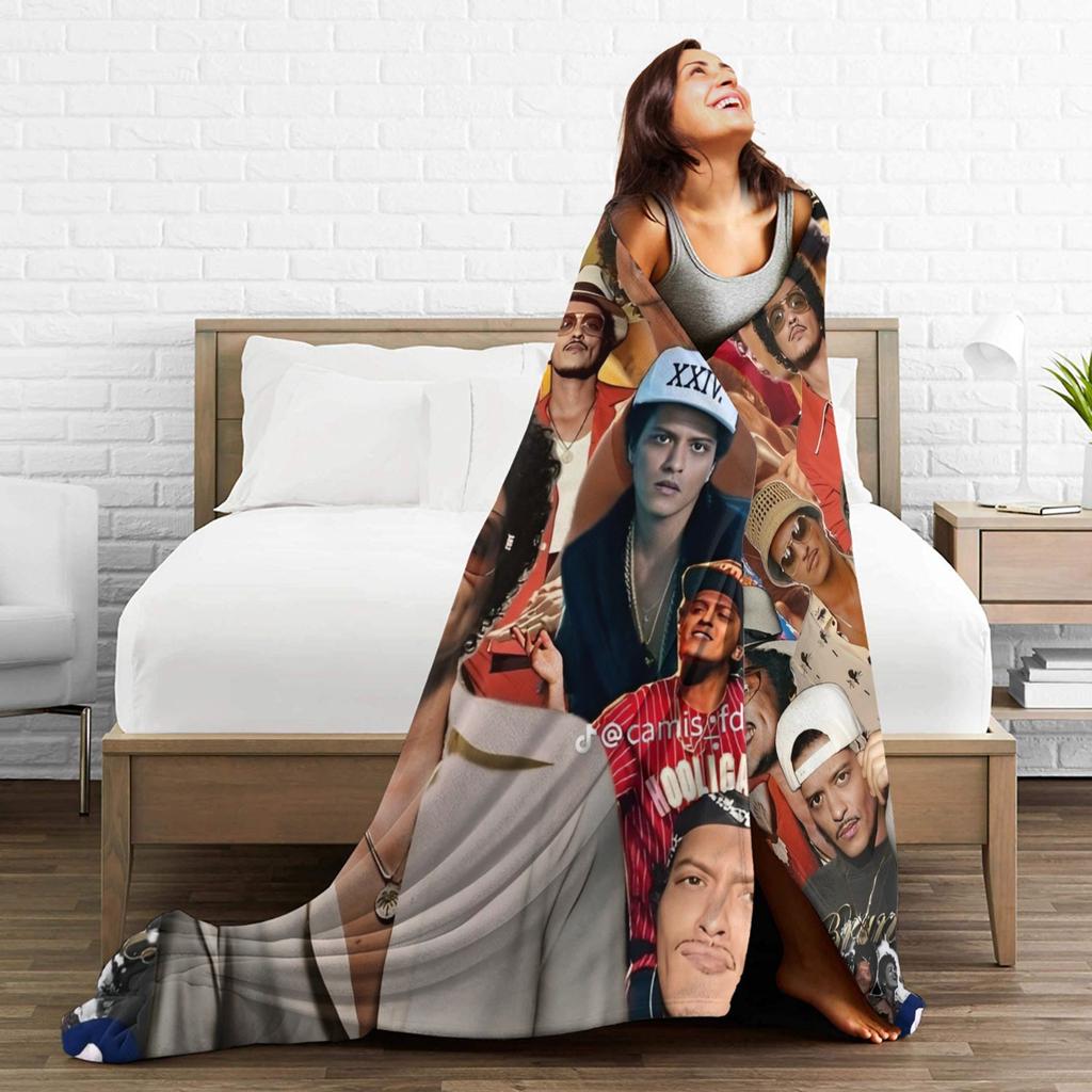 Bruno Mars Music Knitted Blanket Fleece American Singer Ultra-Soft Throw Blankets for Outdoor Travel Bedspread