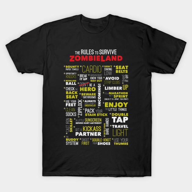 Men Black Print T-shirt Surviving Zombieland No-Cut Transfer Paper Print Cotton Tshirt L чёрный