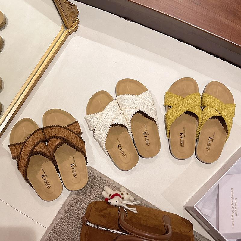 Fashion Summer Women Platform Open Toe Slippers Outdoor Cross Slip On Flats Slide Ladies Casual Beach Vacation Footwear
