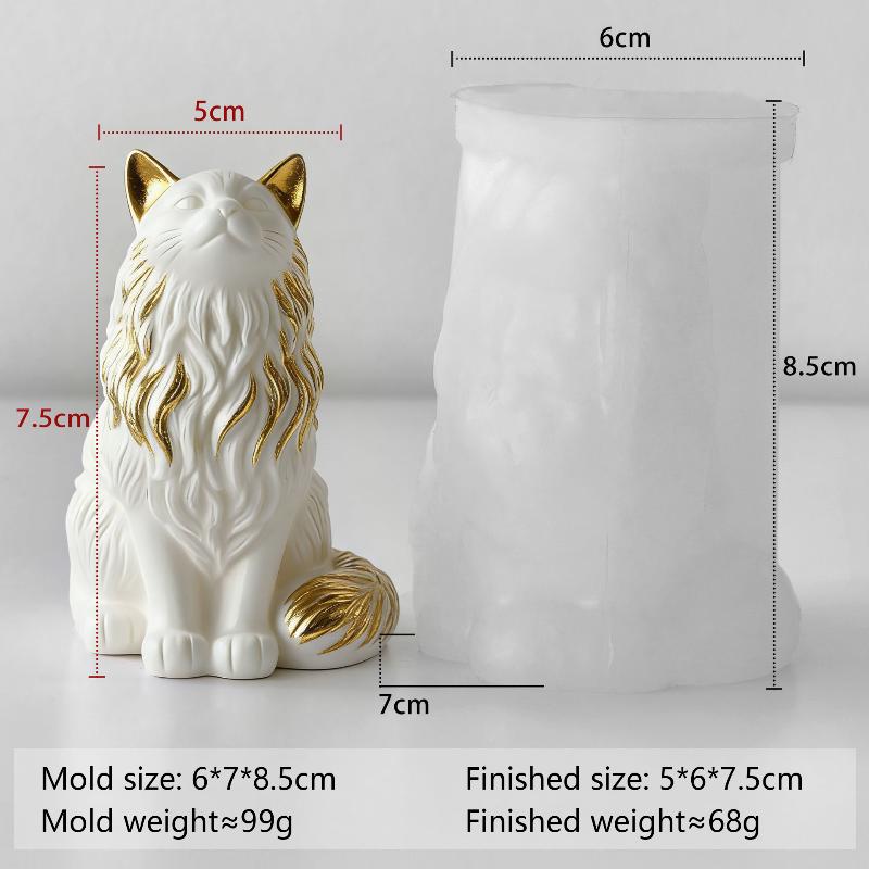 Cute Maine Coon Cat Silicone Mold Diy Scented Candle Wax Plaster Craft Pet Lover Gift Home Decor